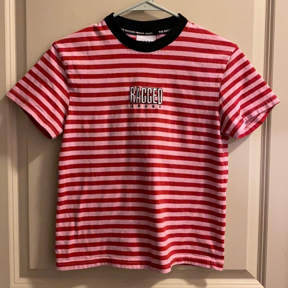 Ragged Jeans red and pink striped t-shirt size xs